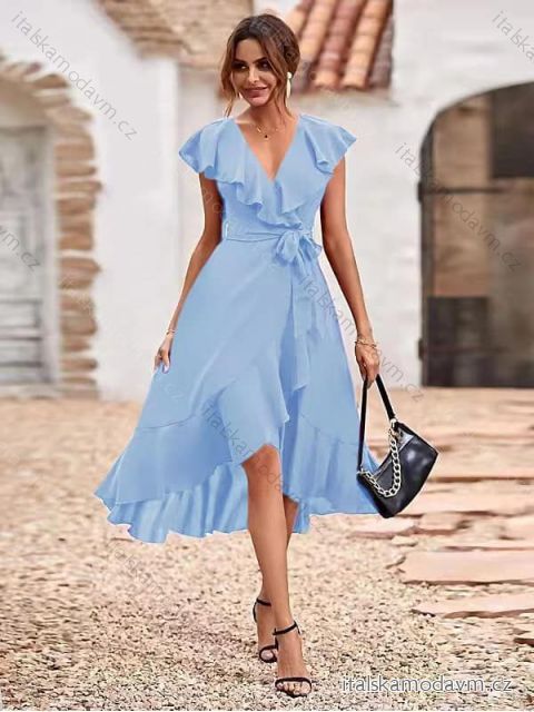 Šaty letné elegantné bez rukávov dámske (S/M ONE SIZE) TALIANSKA MÓDA IMD22351 svetlo modrá S/M