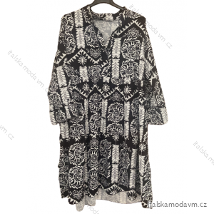 Šaty volnočasové dlhý rukáv dámske (XL/2XL ONE SIZE) TALIANSKA MÓDA IMWGS23FLOWER/DU