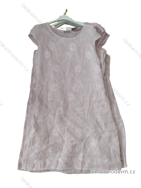 Šaty lněné krátký rukáv dámské (M-3XL) ITALSKá MóDA IM422STELA11/DR 3XL svetlo ružová