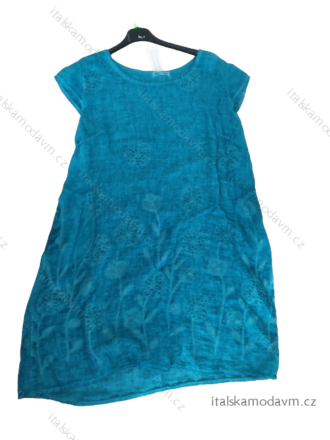 Šaty ľanové fáčové krátky rukáv dámske nadrozmer (52-60) TALIANSKA MÓDA IM422FIORE-1/DR