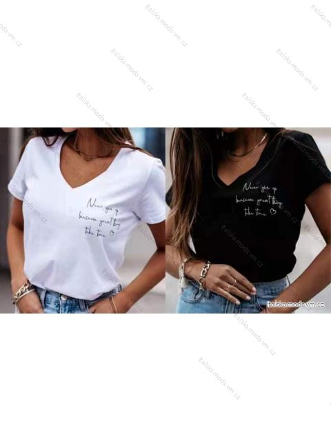 Tričko krátký rukáv dámské  (M/L ONE SIZE) ITALSKÁ MÓDA IMD221095/DR