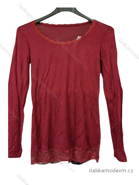 Tričko dlhý rukáv s čipkou dámske (uni sl) TALIANSKÁ MÓDA IM71787215C-M/DR