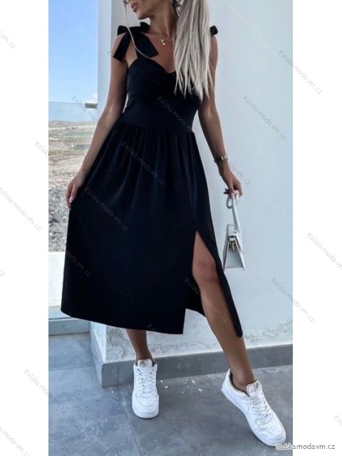 Šaty letné na ramienka dámske (S/M ONE SIZE) TALIANSKA MÓDA IMWGB231606/DR S/M čierna