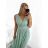 Šaty dlhé spoločenské elegantné bez rukávov dámske (S/M ONE SIZE) TALIANSKA MÓDA IMPSH223598/DU zelená