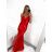 Šaty dlhé elegantné spoločenské na ramienka dámske (S/M ONE SIZE) TALIANSKA MÓDA IMPLP2322930135/DU S/M červená