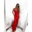 Šaty dlhé elegantné spoločenské na ramienka dámske (S/M ONE SIZE) TALIANSKA MÓDA IMPLP2322930135/DU S/M červená