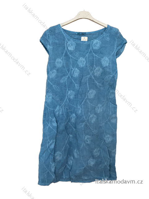 Šaty ľanové letné krátky rukáv dámske (M-3XL) TALIANSKA MóDA IM422STELA-14/DU