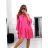 Šaty oversize 3/4 dlhý rukáv dámske (S/M ONE SIZE) TALIANSKA MÓDA IMWGB231731/DU S/M tmavo ružová