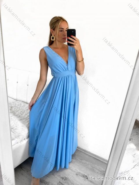 Šaty dlhé společenské bez rukávov dámske DIONE (S/M ONE SIZE) TALIANSKA MÓDA IMPBB22 IMPBB225009kt/DRU S/M svetlo modrá