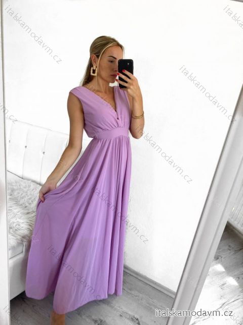 Šaty dlhé společenské bez rukávov dámske DIONE (S/M ONE SIZE) TALIANSKA MÓDA IMPBB22 IMPBB225009kt/DRU S/M svetlo fialová