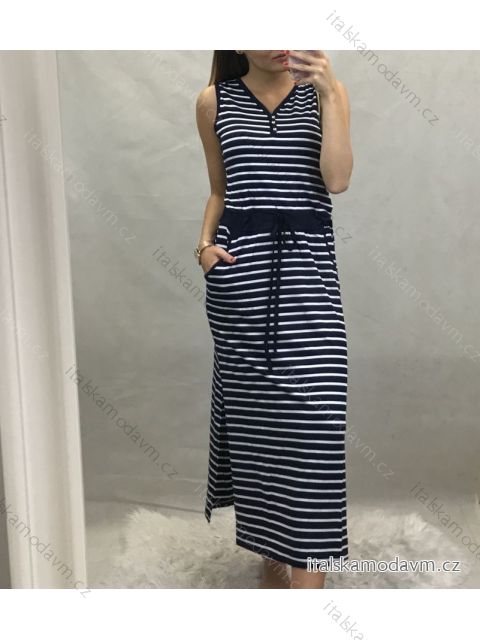 Šaty letné na široké ramienka dámske dlhé prúžok (veľ s/ml/xl) TALIANSKA MóDA IM620949-1/DUR