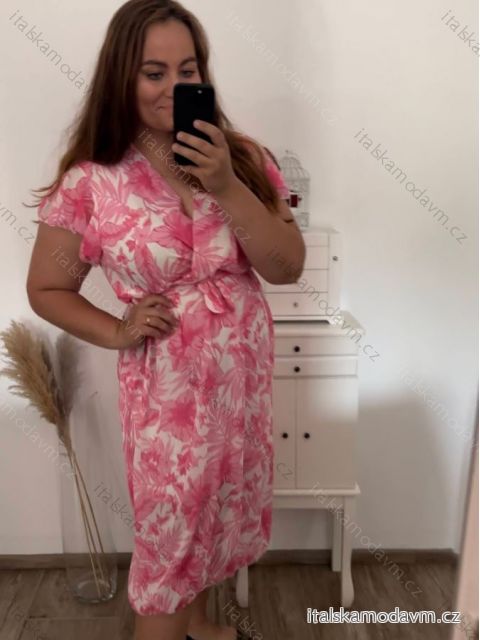 Šaty šifónové krátky rukáv dámske nadrozmer (XL/2XL ONE SIZE) TALIANSKA MÓDA IMWGM231263F/DR