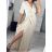 Šaty dlhé elegantný krátky rukáv dámske (S/M ONE SIZE) TALIANSKA MÓDA IMWE235478/DU S/M smotanová