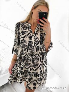 Šaty letné košeľové s dlhým rukávom dámske (S/M/L/XL ONE SIZE) TALIANSKA MÓDA IMF2312979/DR