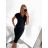 Šaty elegantní krátký rukáv dámské (S/M ONE SIZE) ITALSKÁ MÓDA IMM23M1430/DU S/M Černá