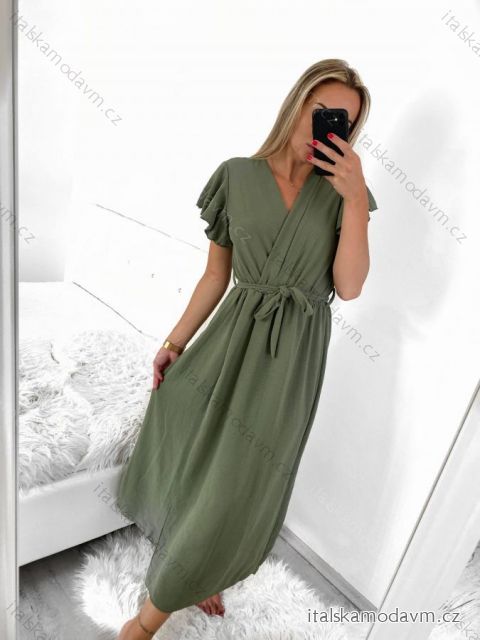 Šaty letné dlhé krátky rukáv dámske (L/XL ONE SIZE) TALIANSKA MÓDA IMC23273/DR