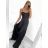 Šaty dlouhé elegantní společenské na ramínka dámské (S/M ONE SIZE) ITALSKÁ MÓDA IMPBB23B23505/DUR S/M Černá