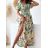 Šaty dlhé letný carmen cez ramená dámske (S/M ONE SIZE) TALIANSKA MÓDA IMM23M9550/DU S/M zelená
