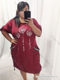 Šaty oversize krátky rukáv dámske nadrozmer (4XL/5XL ONE SIZE) TALIANSKA MÓDA IM422FLUFF/DUR