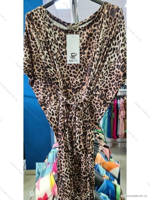 Šaty letné motýlikové IceCool krátky rukáv dámske leopard (S / M ONE SIZE) TALIANSKÁ MÓDA IMM211282