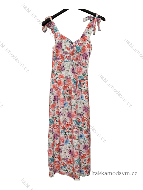 Šaty dlhé letné na ramienka dámske (S/M ONE SIZE) TALIANSKA MÓDA IMWGB231661-2/DU S/M kvietkované