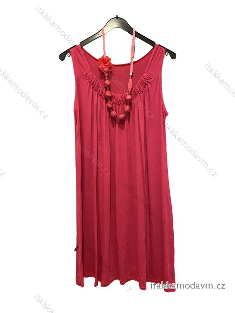 Šaty na ramienka dámske (XL/2XL/3XLONE SIZE) FRANCÚZSKA MÓDA FMB21006/DU 2XL/3XL ružová