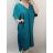 Šaty dlouhé maxi oversize krátký rukáv dámské viskoza nadrozměr (3XL/4XL/5XL ONE SIZE) ITALSKÁ MÓDA IMC22380/DUR pistáciová
