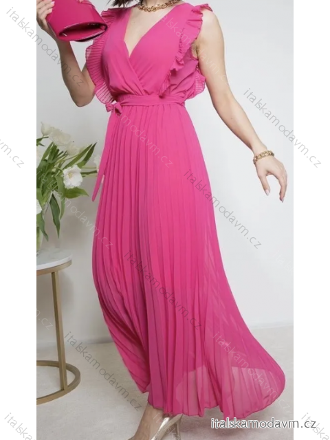 Šaty letné dlhé elegantné skladané bez rukávov dámske (S/M ONE SIZE) TALIANSKA MÓDA IMPBB2313166xyd