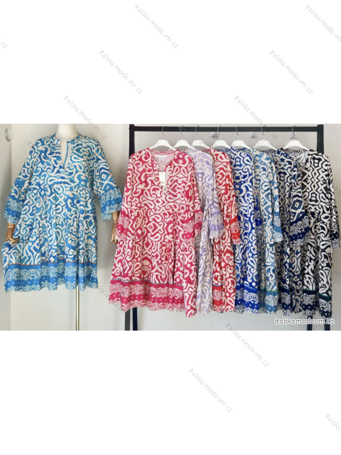 Šaty letní 3/4 dlouhý rukáv dámské (S/M ONE SIZE) ITALSKÁ MÓDA IMPEM23C7018