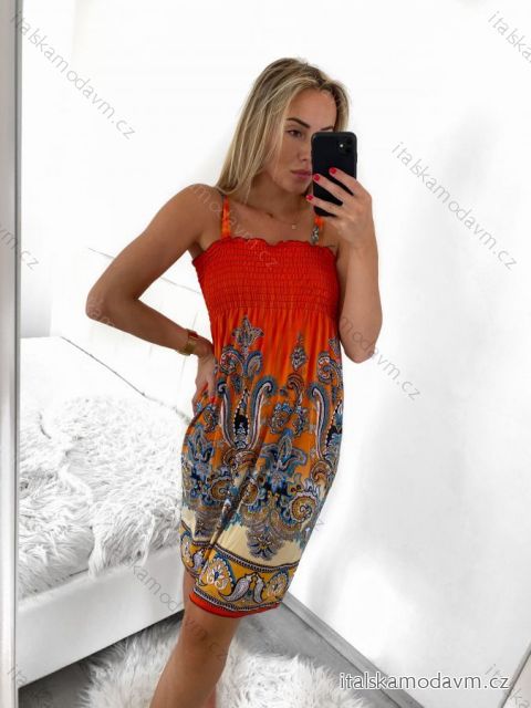 Šaty letní icecool na ramínka dámské (M/L, XL/2XL) AINUOSI ITALSKÁ MODA IMB232759/DR XL/2XL oranžová