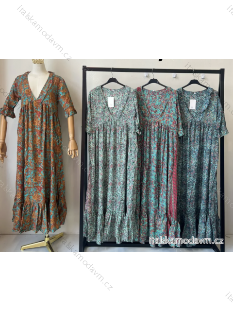 Šaty dlhé letné 3/4 dlhý rukáv dámske (S/M ONE SIZE) INDICKÁ MÓDA IMPEM23G51