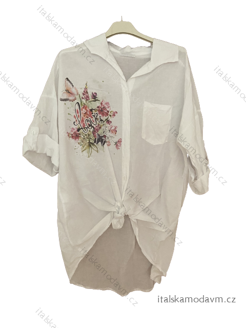 Košeľa 3/4 dlhý rukáv dámska nadrozmer (L/XL/2XL ONE SIZE) TALIANSKA MóDA IM423LOVE/DUR