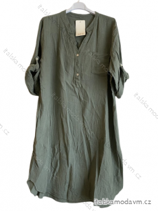 Šaty košeľové mušelínové dlhý rukáv dámske (XL/2XL ONE SIZE) TALIANSKA MÓDA IMC23241/DUR