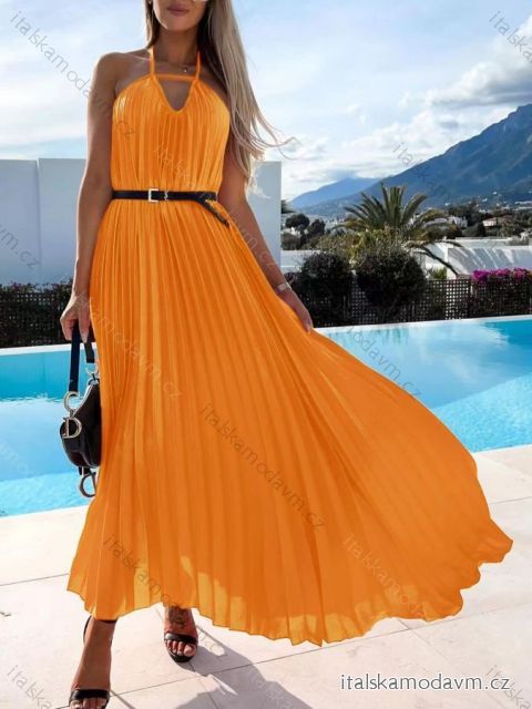 Šaty letné dlhé bez rukávov dámske (S/M ONE SIZE) TALIANSKA MÓDA IMD22331/DUR oranžová