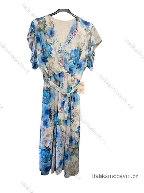 Šaty šifónové krátky rukáv dámske nadrozmer kvetované (XL/2XL ONE SIZE) TALIANSKA MÓDA IMWGM232298