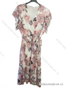 Šaty šifónové krátky rukáv dámske nadrozmer kvetované (XL/2XL ONE SIZE) TALIANSKA MÓDA IMWGM232298