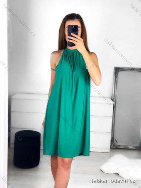 Šaty krátke letné icecool bez rukávov dámske (S/M ONE SIZE) TALIANSKA MÓDA IMM2384269/DU S/M zelená
