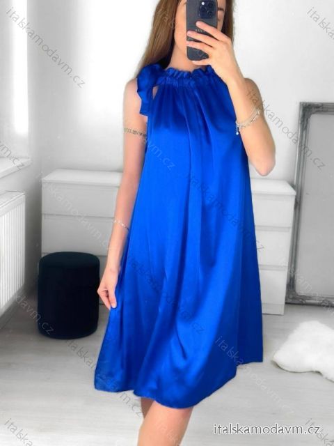 Šaty letné saténové bez rukávov dámske (S/M/L ONE SIZE) TALIANSKA MÓDA IMD23436/DU