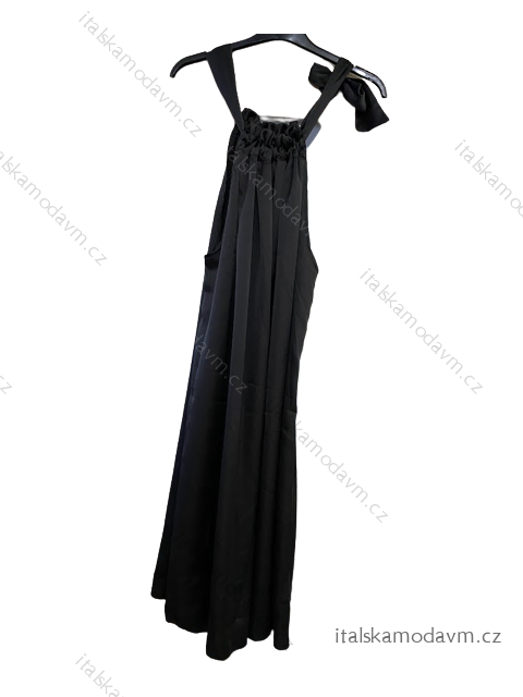 Šaty letní saténové bez rukávů dámské (S/M/L ONE SIZE) ITALSKÁ MÓDA IMD23436/DU černá