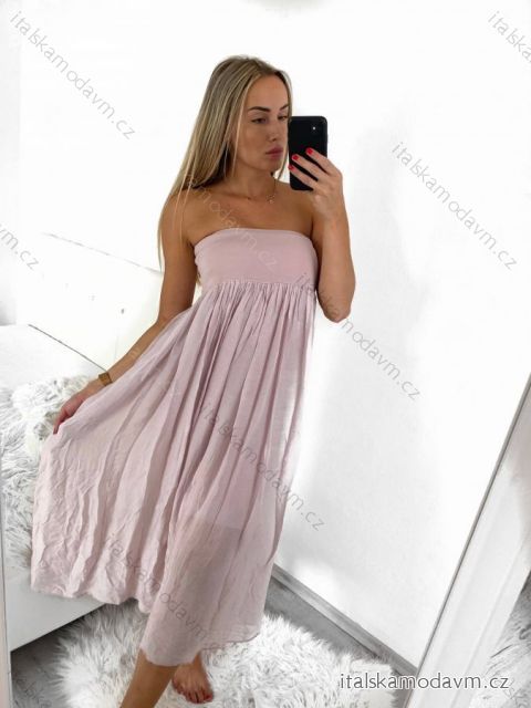 Šaty ala sukně letní bez rukávu dámské (S/M ONE SIZE) ITALSKá MóDA IM723033/DU S/M svetlo ružová