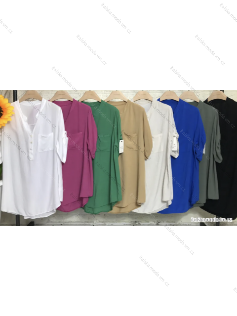 Tunika košilová 3/4 dlouhý rukáv dámská (S/M ONE SIZE) ITALSKÁ MÓDA IMPGM2321052