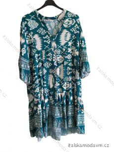 Šaty košeľové oversize 3/4 rukáv dámske nadrozmer (L/XL/2XL ONE SIZE) TALIANSKA MÓDA IM423111