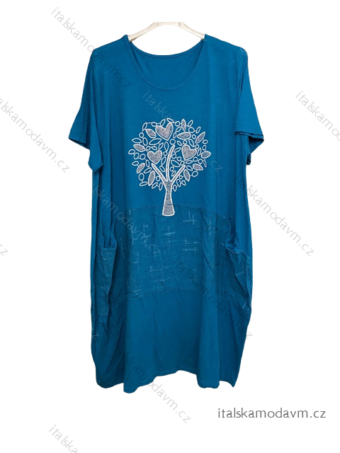 Šaty letné krátky rukáv dámske nadrozmer (3XL/4XL ONE SIZE) TALIANSKA MÓDA IMWQ23TREE