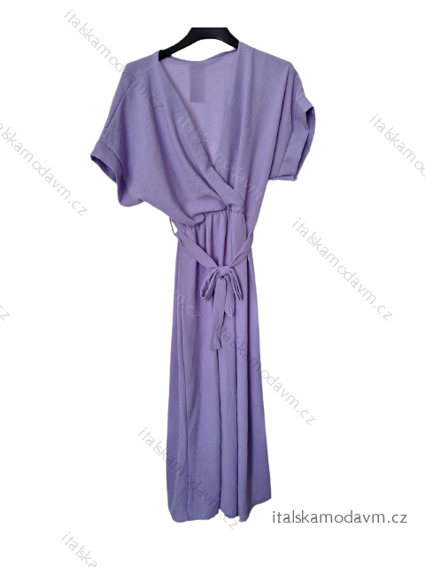 Šaty dlouhé krátký rukáv dámské (S/M ONE SIZE) ITALSKÁ MÓDA IMWA231296/DU S/M fialová