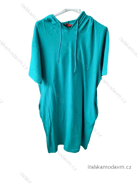 Šaty klasik s kapucňou krátky rukáv dámske (3XL-6XL) TURECKÁ MÓDA TML233317/DU