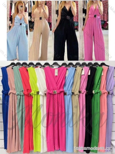 Overal dlhý elegantný s opaskom bez rukávu dámsky (S/M ONE SIZE) TALIANSKA MÓDA IM423364