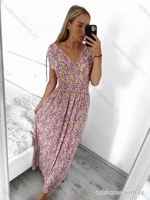 Šaty dlhé letné bez rukávu dámske (M/L, XL/2XL) TALIANSKA MODA IMB23F909/DU