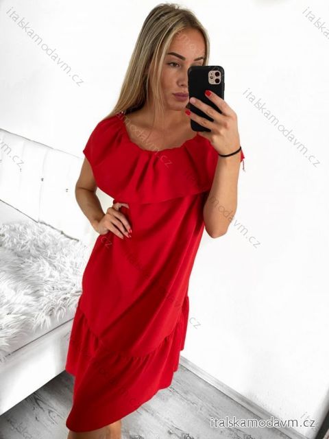 Šaty letné carmen dámske (S/M ONE SIZE) TALIANSKA MóDA IM323060/DU S/M červená