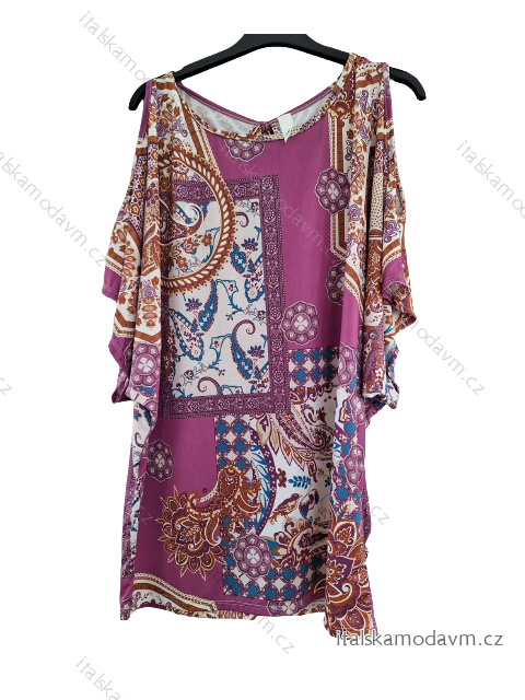 Tunika letní icecool krátký rukáv dámská (S/M ONE SIZE) ITALSKÁ MÓDA IMM23M2929/DU tmavě růžová