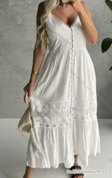 Šaty dlhé letné boho krajkové na ramienka dámske (S/M ONE SIZE) TALIANSKA MÓDA IMPGM236406